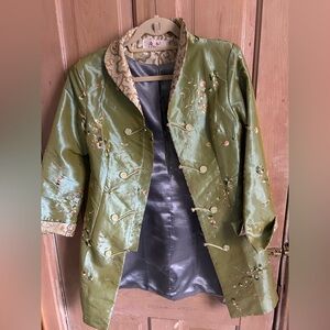 Women's Green Embroidered Jacket